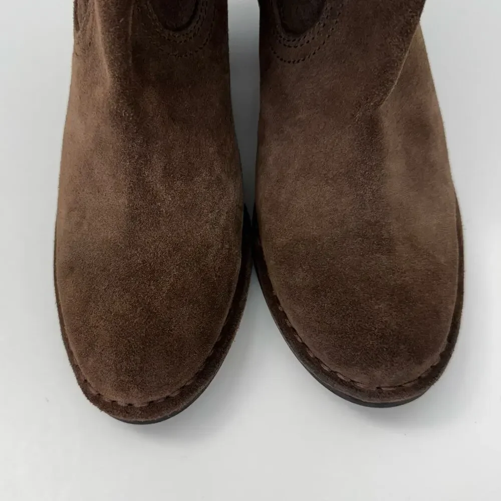 FRYE Lucinda Slouch Pull-On Over the Knee Suede Unlined Boots Dark Brown 8M